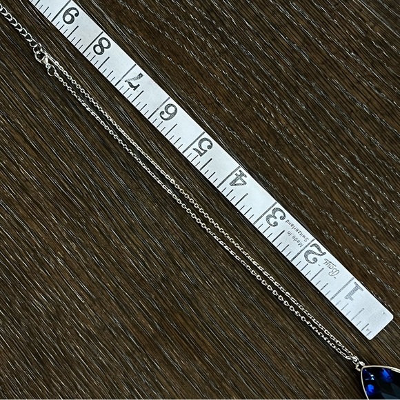 Blue stone Jewelry Set, Necklace, Earrings and Cocktail Ring - Picture 10 of 15